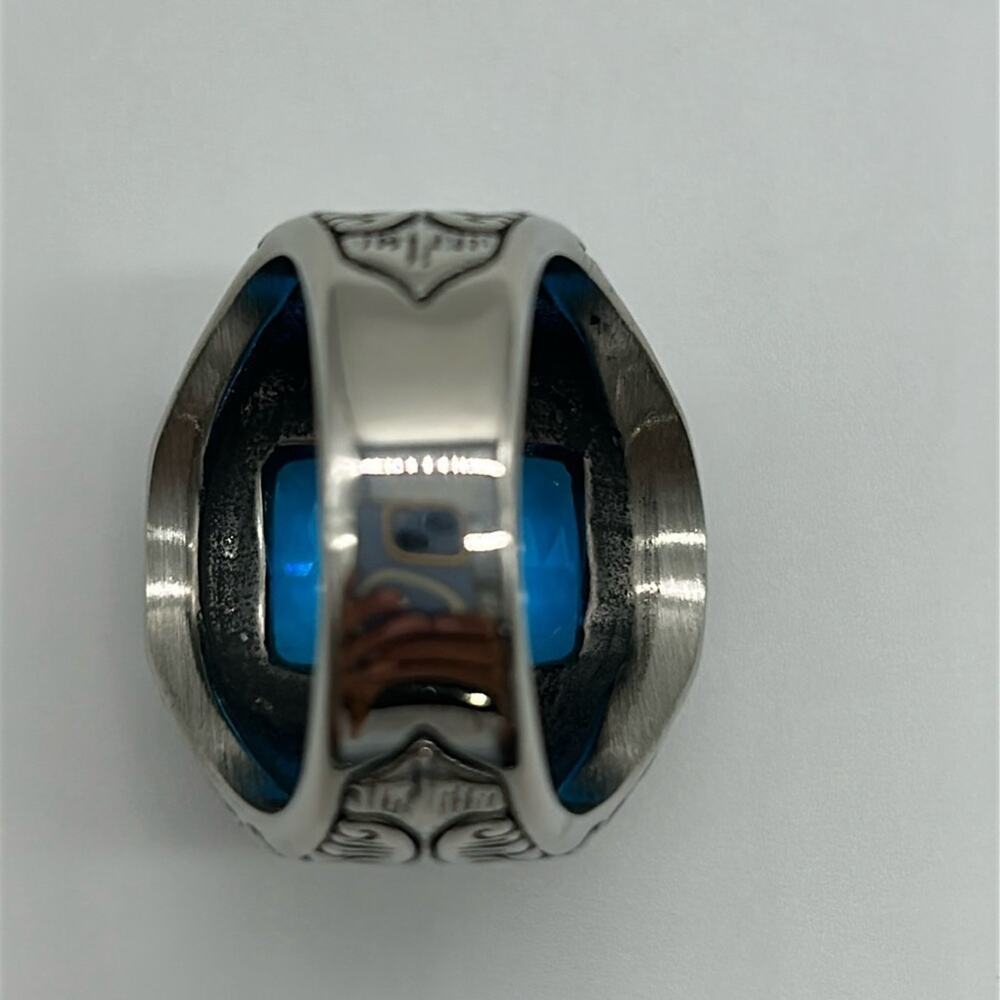 Royal Blue Cubic Zirconia Handmade Men's Ring Size 12 NWT - Picture 7 of 8